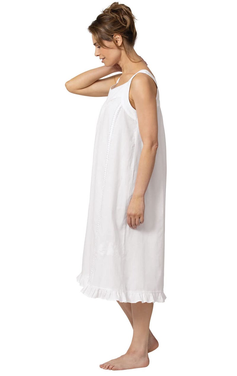 The 1 for U White Nightgown - 100% Cotton Nightgowns For Women, White, MD - Image 3